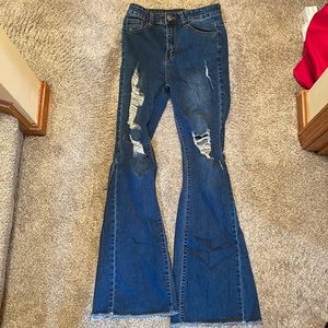 shein ripped flare jeans